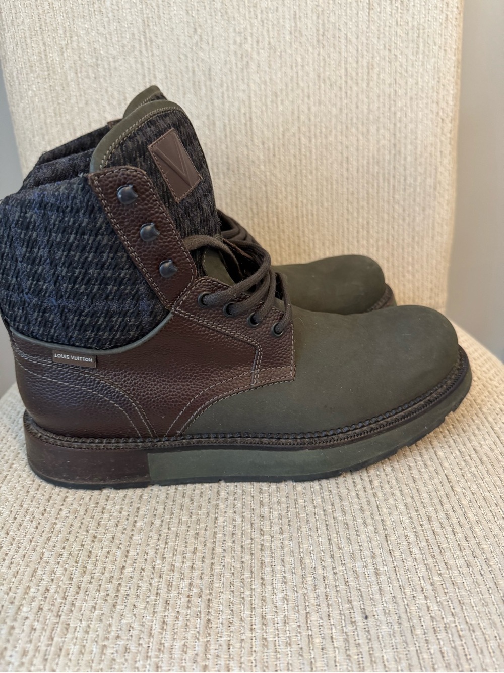 Louis Vuitton Men’s Groundbreaking Ankle Boots — Olive Green & Brown - Picture 5 of 12